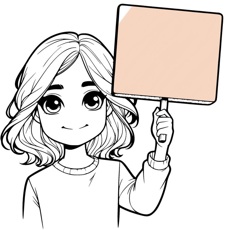 realistic girl holding up a sign