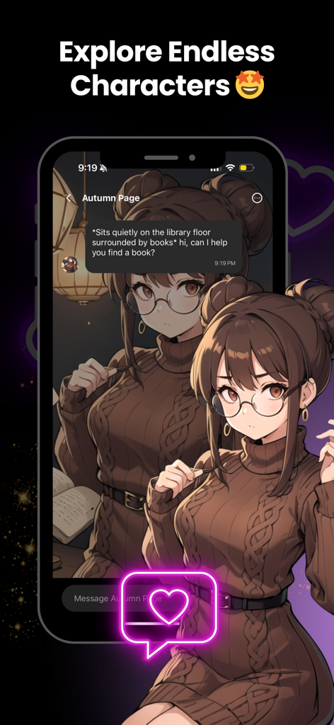 Luvr AI: Create AI Scenarios - Luvr AI mobile app interface showing a roleplay chat with an anime character.