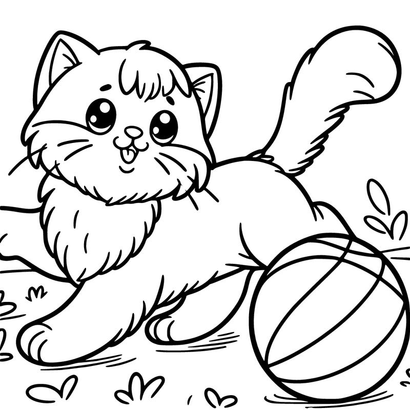 a cat playing ball
