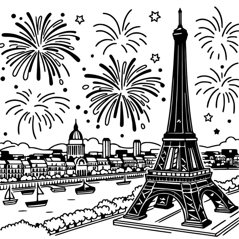 tour eiffel with fireworks