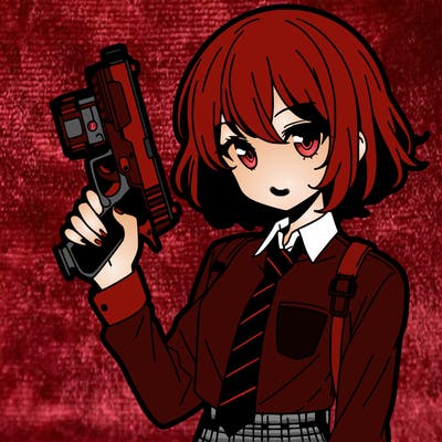 girl manga character with a gun