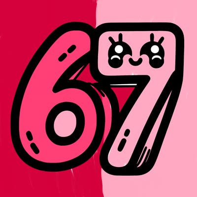 the numbers 67