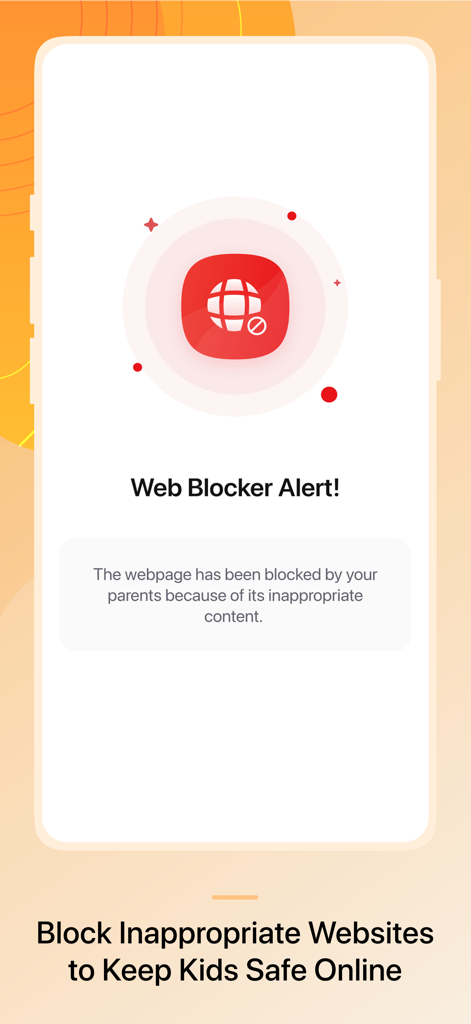 FamilyTime Jr. - FamilyTime Jr. app screen displaying a web blocker alert for inappropriate content