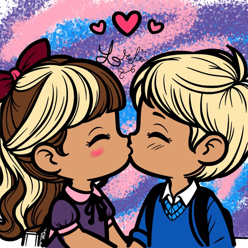 boy and girl kissing