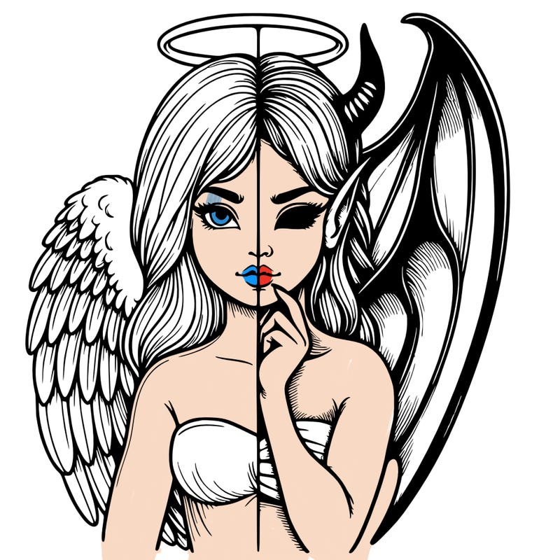 realistic angel half demon