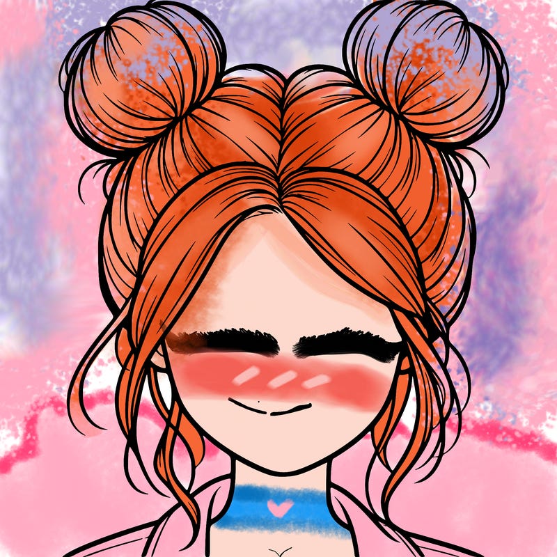 realistic girl with buns on the top of her hair