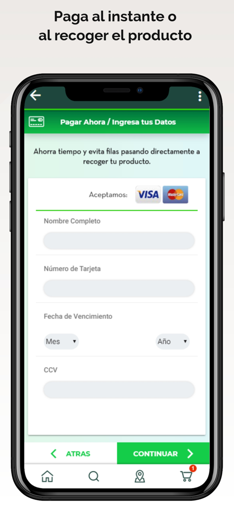 Farmacias del Ahorro Honduras - Farmacias del Ahorro Hondurasのモバイル決済インターフェース。ユーザーはオンライン注文のためにクレジットカード情報を入力できます。