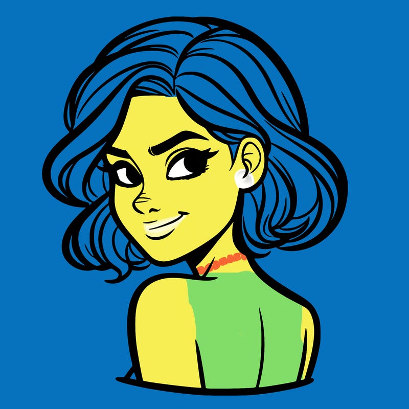 portrait of a woman looking over her shoulder smirking