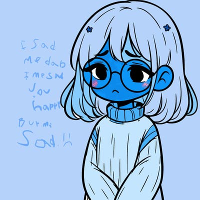 sad girl with glasses in a sweater
