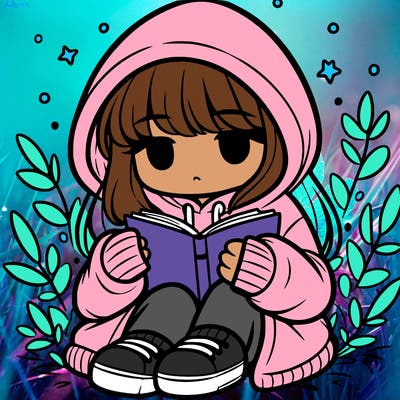 girl in oversized hoodie reading a book