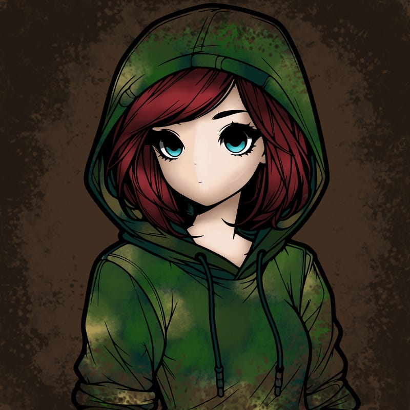 realistic girl with hoodie