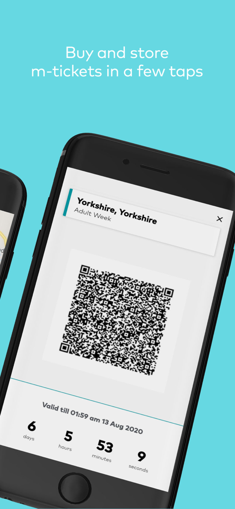 Smartphone screen displaying a digital Arriva bus ticket with a QR code for Yorkshire