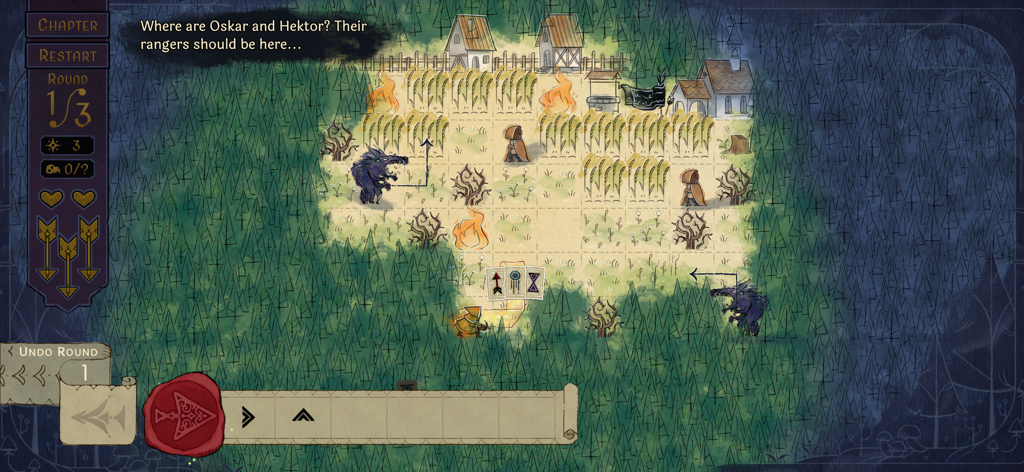 Howl - A screenshot of Howl showing turn-based tactical gameplay and living ink art