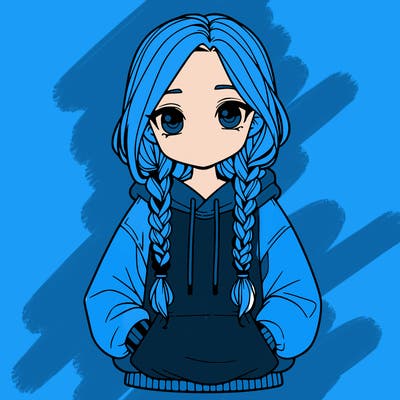 a realistic girl with a oversized hoodie and she has braids
