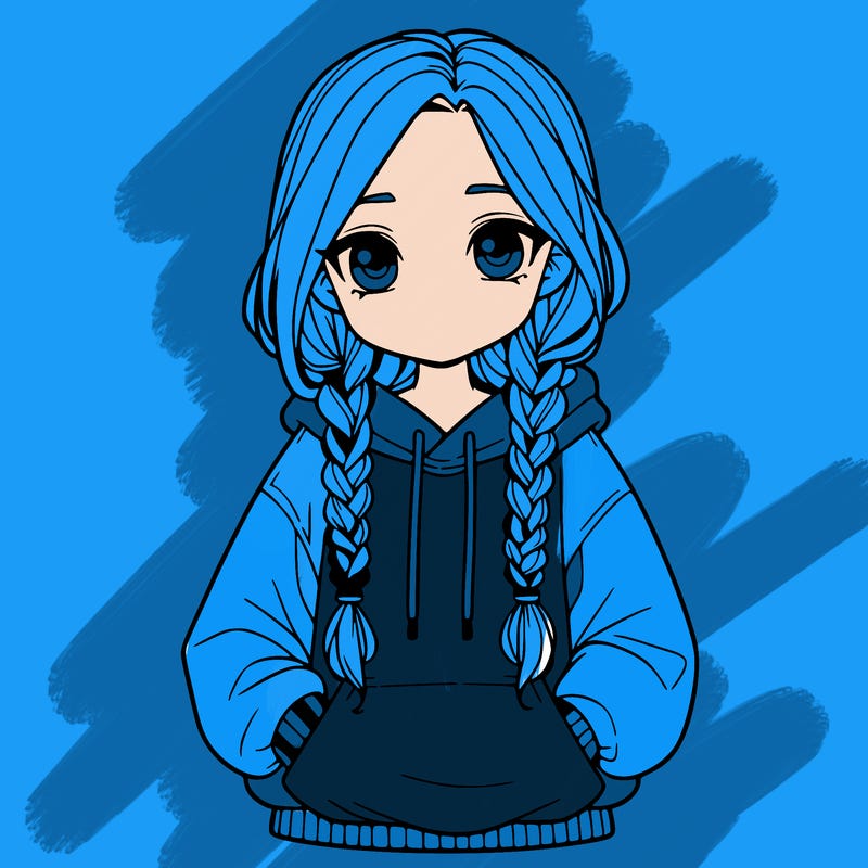 a realistic girl with a oversized hoodie and she has braids