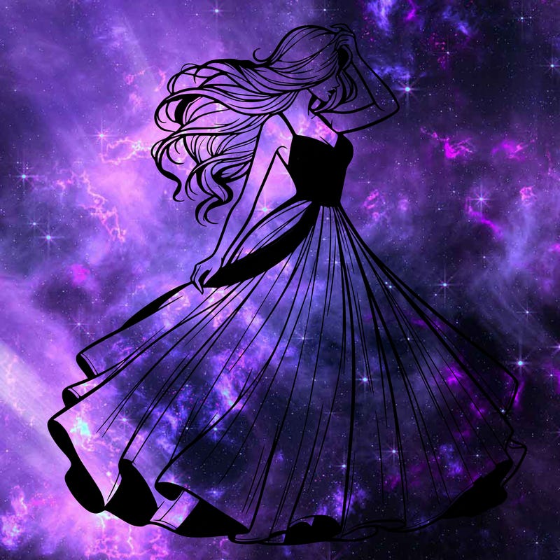 realistic woman with dress flowing in the wind