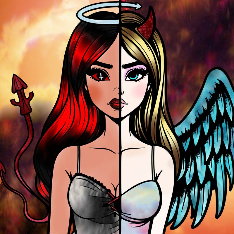 devil vs angel realistic girl