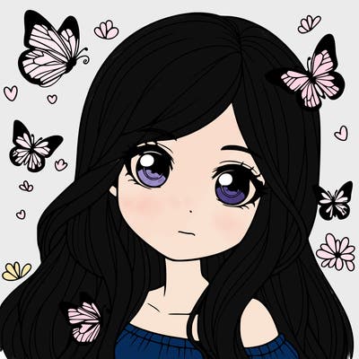 realistic girl with butterflies around her