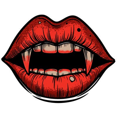 lips with vampire teeth