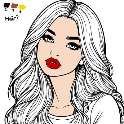 realistic girl with hair on her hair and lips