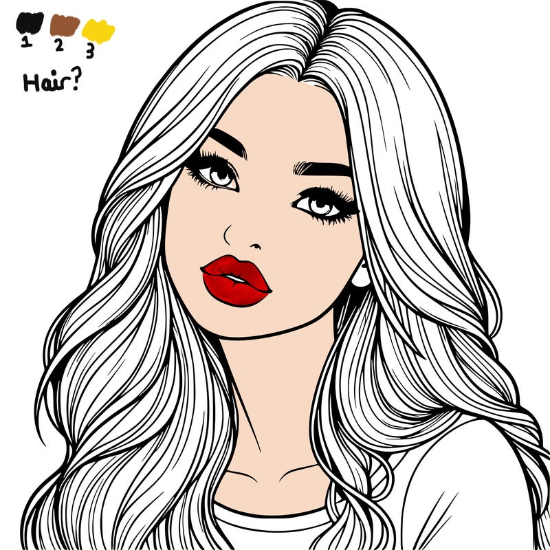 realistic girl with hair on her hair and lips