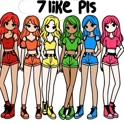 a group of girls wearing crop tops and shorts