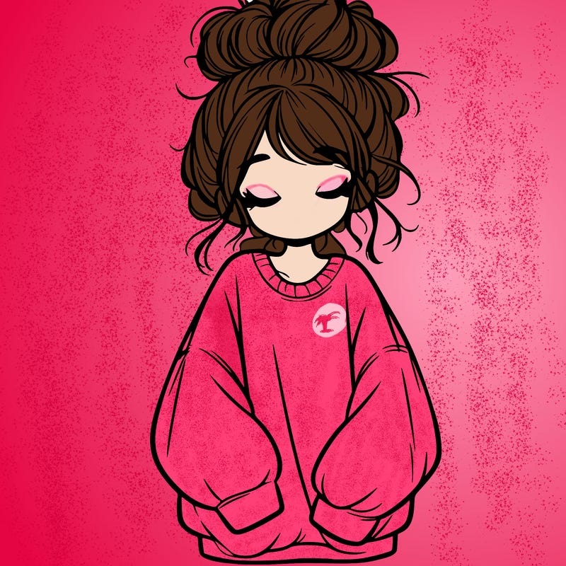 girl with baggy sweatshirt and messy bun