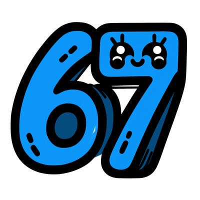 the numbers 67