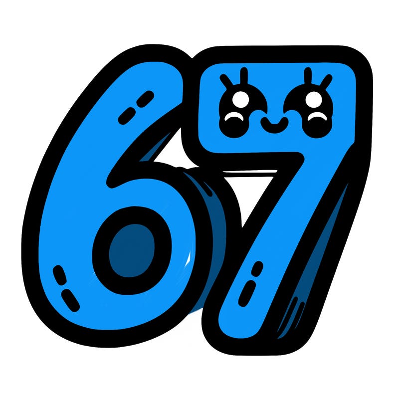 the numbers 67
