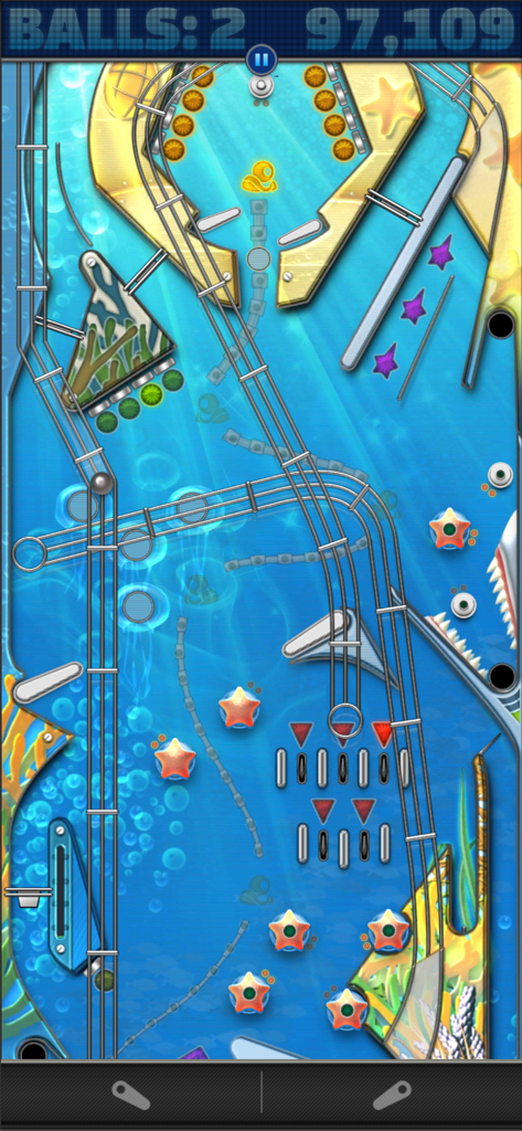Pinball Deluxe Reloaded gameplay on the underwater themed Treasure Hunter table