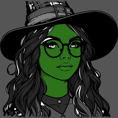 a witch with glasses realistic