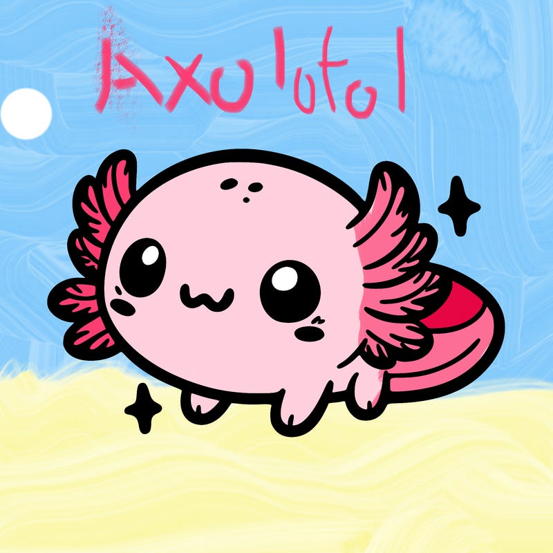 cute easy baby axolotl