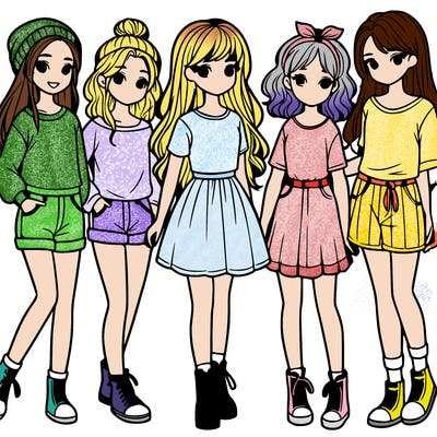 a group of five girls