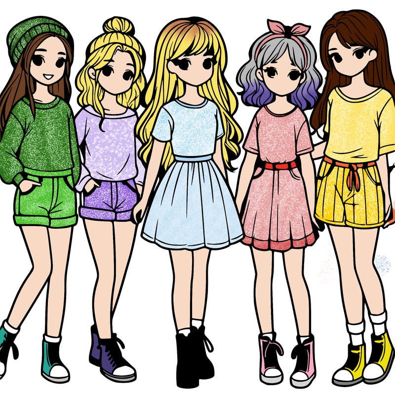 a group of five girls