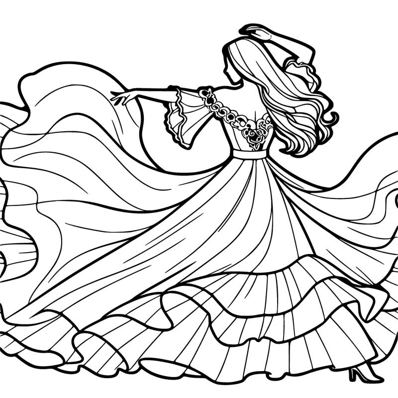 woman dancing with big flowy dress