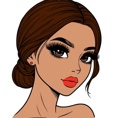 realistic girl with lashes