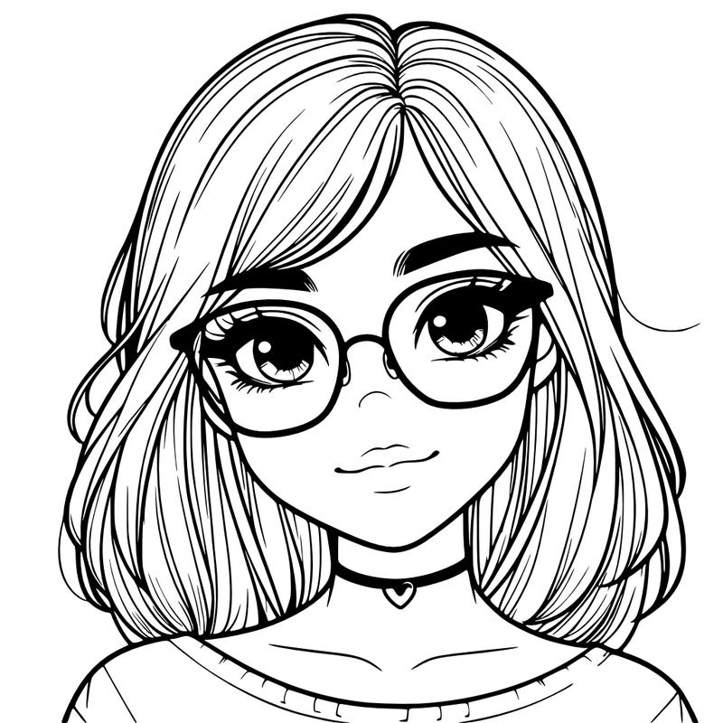realistic girl with glasses
