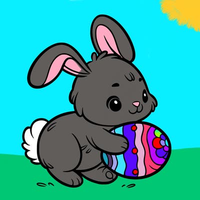 rabbit carrying an easter egg