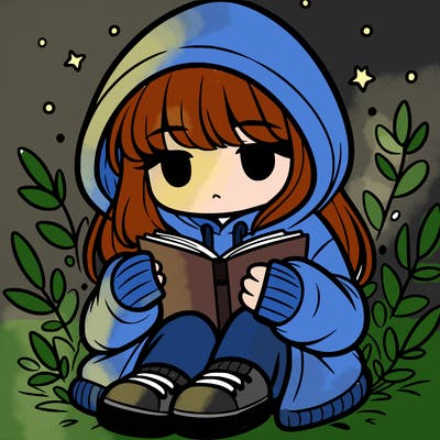 girl in oversized hoodie reading a book
