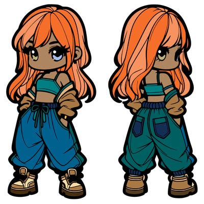 girl in crop top and baggy pants