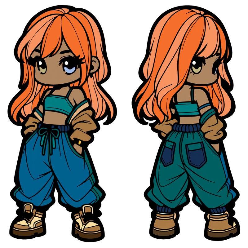 girl in crop top and baggy pants