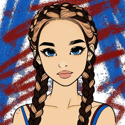 realistic girl with braids