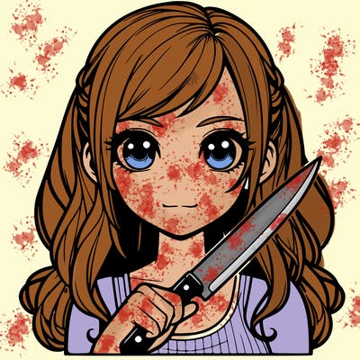 realistic girl holding a knife