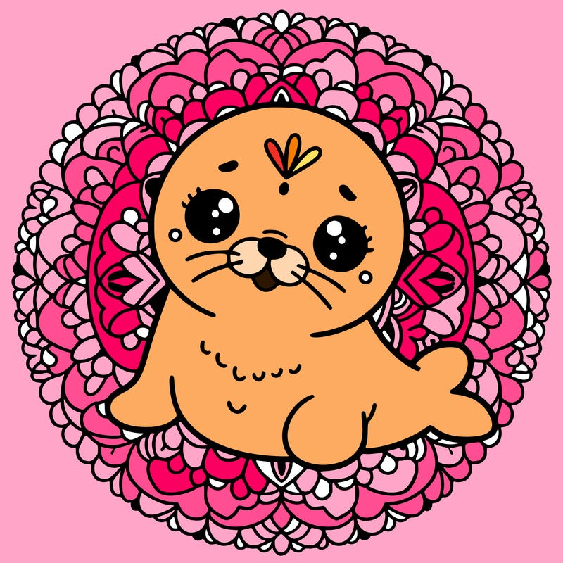 a cute baby seal mandala