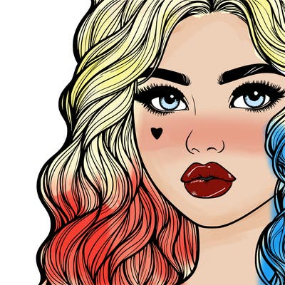 a realistic girl with wavy hair and lips