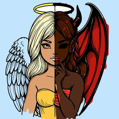 realistic angel half demon