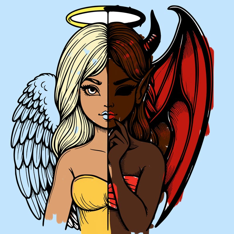 realistic angel half demon