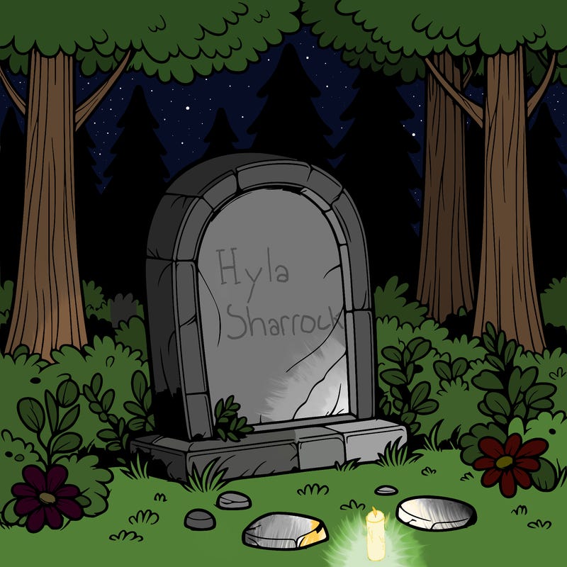 a realistic grave stone inthe forest with no others