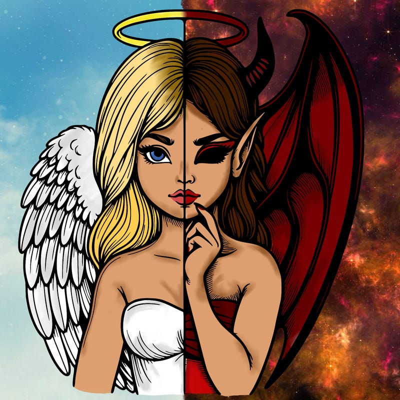 realistic angel half demon