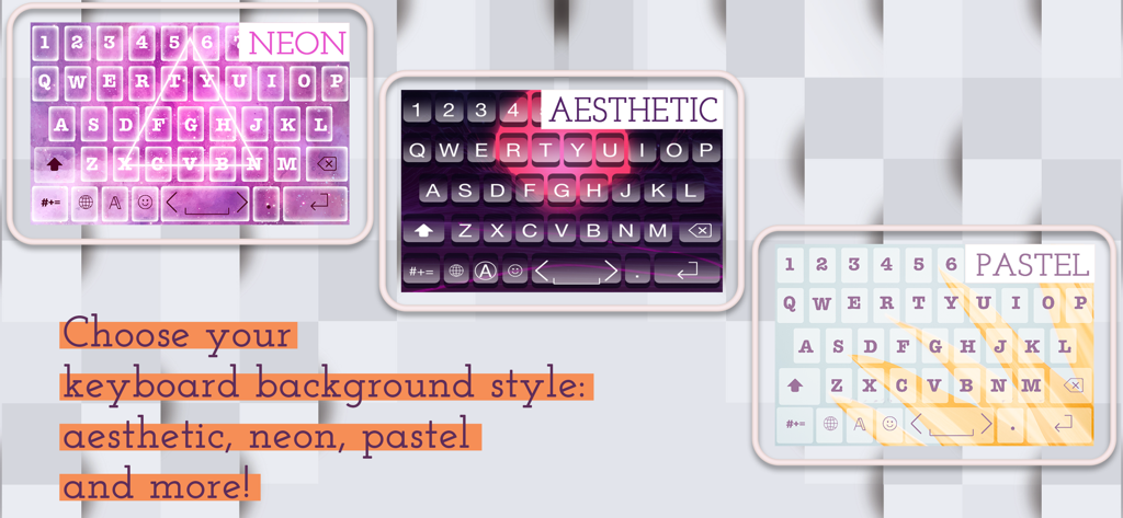 KeyPro – Keyboard Themes Fonts - Vista previa de estilos de fondo de teclado estéticos, de neón y pastel para la aplicación KeyPro